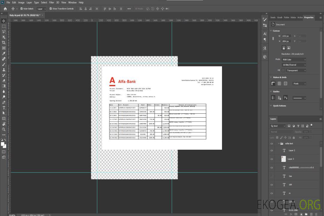 Modèle de relevé bancaire Alfa de Russie facile à remplir au format de fichier .xls et .pdf template